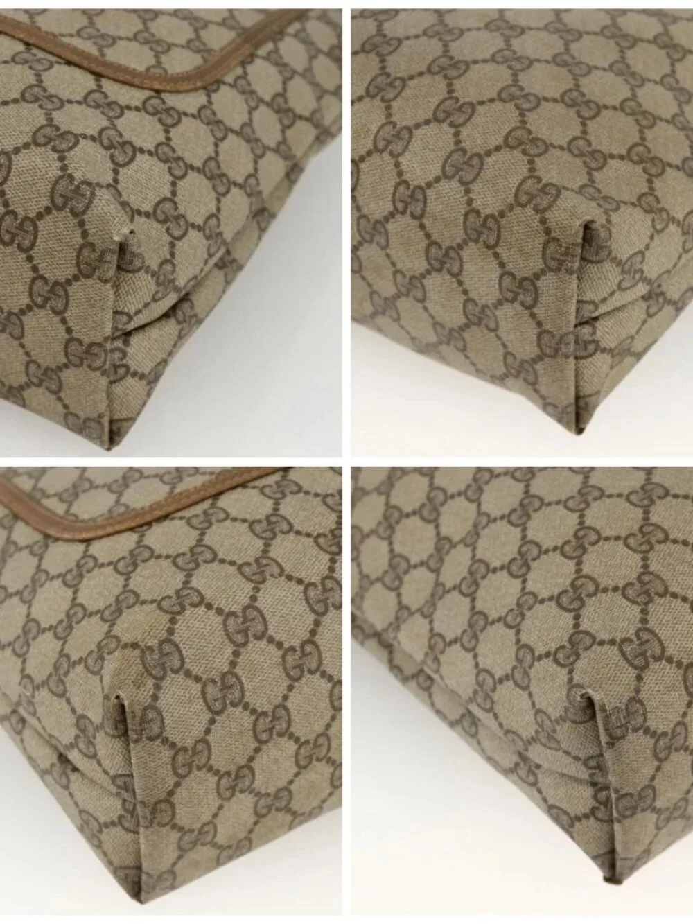 GUCCI GG Supreme Web Sherry Line Tote Bag PVC Beige Red 39 02 0031 Auth BA11570